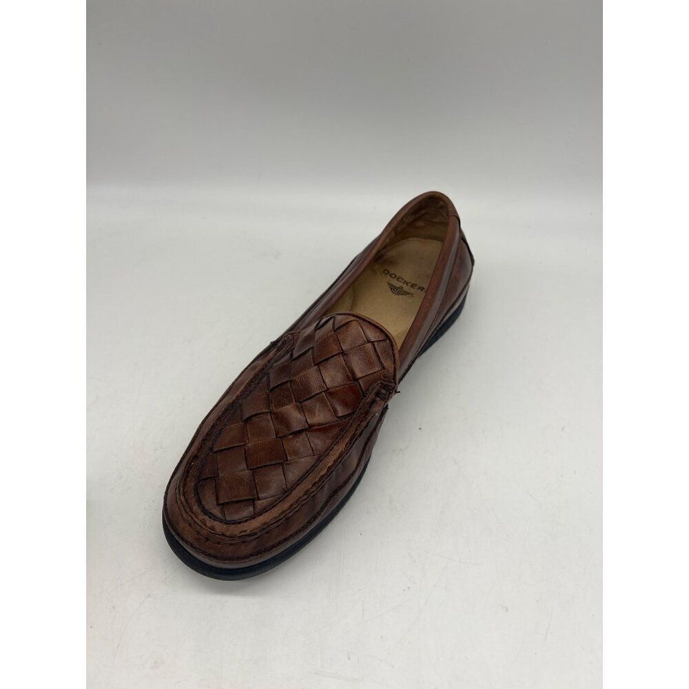 Dockers Brown Men’s Woven Leather Padded Loafers Size 10